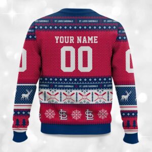 2025 Christmas Cardinals Baseball Personalized Ugly Sweater 2