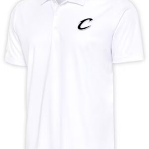 ANTIGUA CLEVELAND CAVALIERS MENS WHITE METALLIC LOGO TRIBUTE SHORT SLEEVE POLO