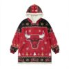 Chicago Bulls NBA Sherpa Hoodie Blanket – “See Red” Legendary Festive Holiday Snuggle Pullover