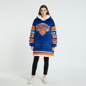 New York Knicks NBA Sherpa Hoodie Blanket – “New York Forever” Iconic Warm Winter Wearable