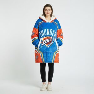 OKC Thunder NBA Sherpa Hoodie Blanket – “Thunder Up” Electrifying Soft Oversized Hoodie