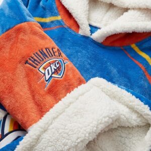 OKC Thunder NBA Sherpa Hoodie Blanket – “Thunder Up” Electrifying Soft Oversized Hoodie