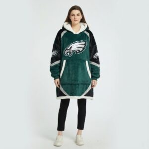 Philadelphia Eagles NFL Sherpa Hoodie Blanket – “Fly Eagles Fly” Ultimate Cozy Fleece Loungewear