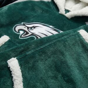 Philadelphia Eagles NFL Sherpa Hoodie Blanket – “Fly Eagles Fly” Ultimate Cozy Fleece Loungewear