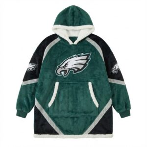 Philadelphia Eagles NFL Sherpa Hoodie Blanket – “Fly Eagles Fly” Ultimate Cozy Fleece Loungewear