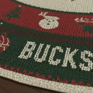 Milwaukee Bucks Ugly Christmas Round Rug – 27'' NBA Holiday Decorative Mat