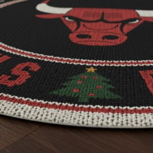 Chicago Bulls Ugly Christmas Round Rug – 27'' NBA Holiday Floor Mat