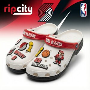 Portland Trail Blazers NBA Crocs Clogs – “Rip City” White Red Aggressive Fan Footwear