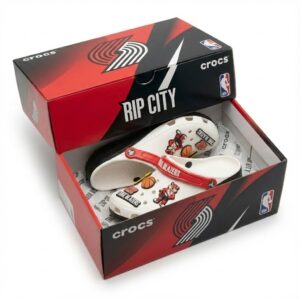 Portland Trail Blazers NBA Crocs Clogs – “Rip City” White Red Aggressive Fan Footwear