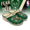 Milwaukee Bucks NBA Crocs Clogs – “Fear The Deer” Green Cream Dominating Fan Footwear