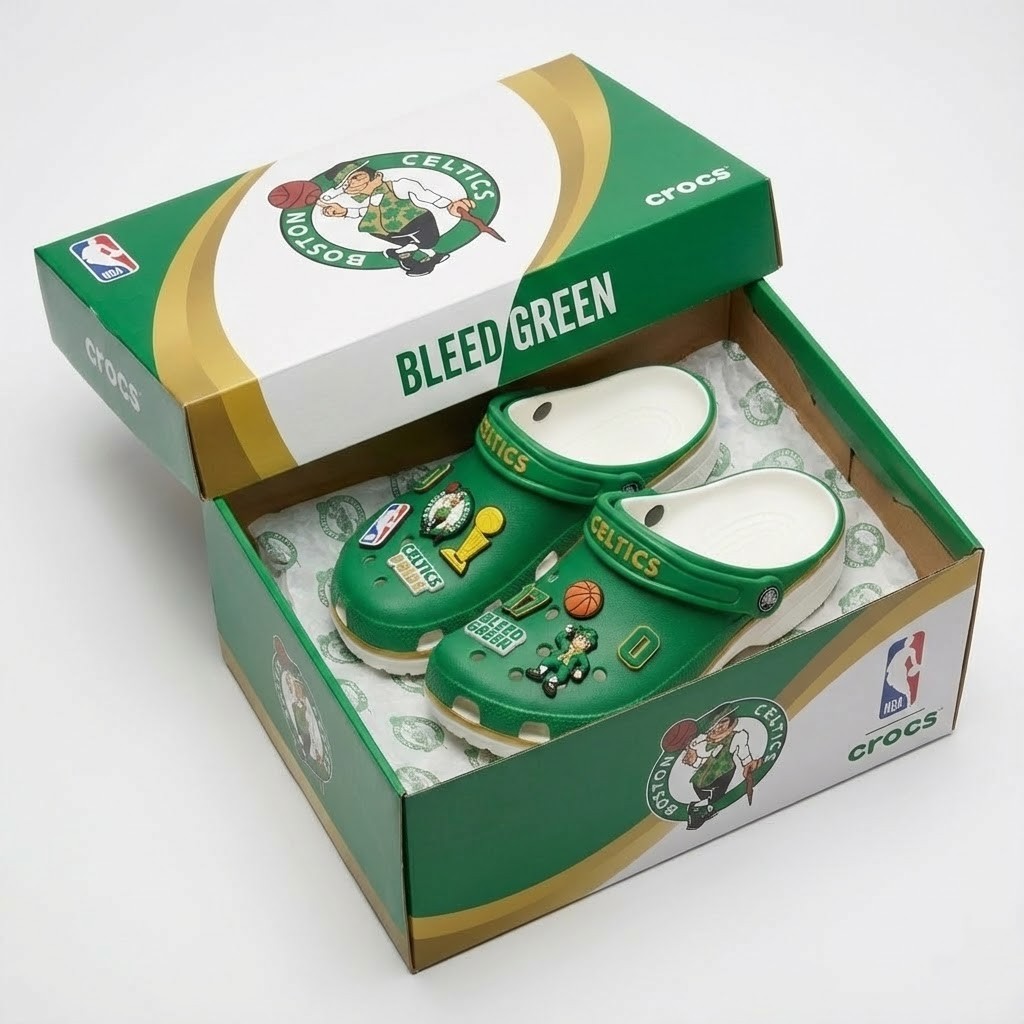 Boston Celtics NBA Crocs Clogs – “Bleed Green” Lucky Leprechaun Unrivaled Fan Footwear