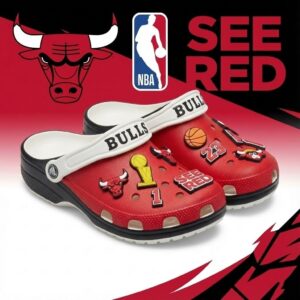 Chicago Bulls NBA Crocs Clogs – “See Red” Red Black Legendary Fan Footwear