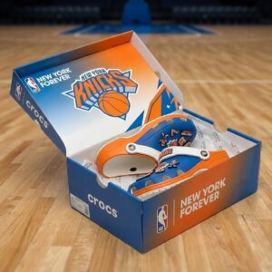 New York Knicks NBA Crocs Clogs – “New York Forever” Blue Orange Epic Jibbitz Set
