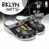 Brooklyn Nets NBA Crocs Clogs – “We Go Hard” Black White Relentless Jibbitz Set