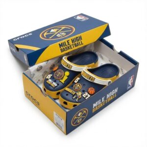 Denver Nuggets NBA Crocs Clogs – “Mile High” Blue Gold Elevated Jibbitz Set