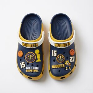 Denver Nuggets NBA Crocs Clogs – “Mile High” Blue Gold Elevated Jibbitz Set