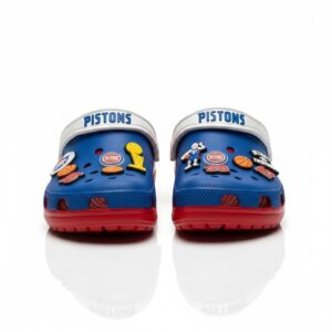 Detroit Pistons NBA Crocs Clogs – “Vs Everybody” Red Blue Piston Power Fan Footwear
