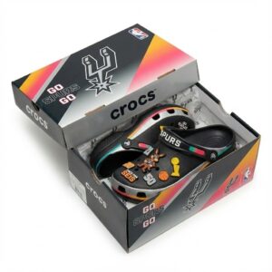San Antonio Spurs NBA Crocs Clogs – “Go Spurs Go” Black Neon Legendary Fan Footwear