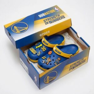 Golden State Warriors NBA Crocs Clogs – “Dub Nation” Blue Yellow Victorious Jibbitz Set