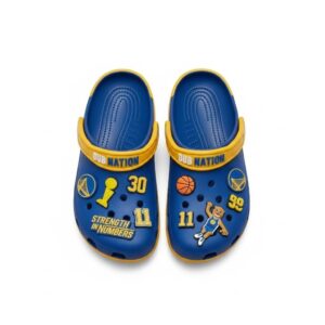 Golden State Warriors NBA Crocs Clogs – “Dub Nation” Blue Yellow Victorious Jibbitz Set