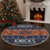 New York Knicks Ugly Christmas Round Rug – 27'' NBA Ugly Sweater Style Holiday Mat