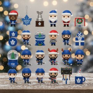 Toronto Maple Leafs Advent Calendar 2025 – “Go Leafs Go!” Limited Edition NHL Snow Globe Set