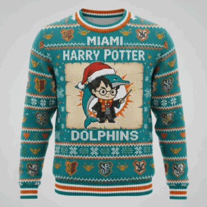 miami dolphins x harry potter ugly sweater 1