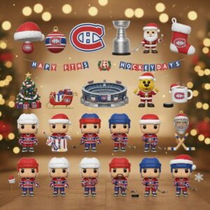 Montreal Canadiens Advent Calendar 2025 – Happy Holiday Retro Red & Blue Fan Collectible NHL Set