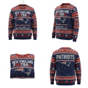 New England Patriots Ugly Christmas Sweater 2025 – NFL Festive Holiday Pullover
