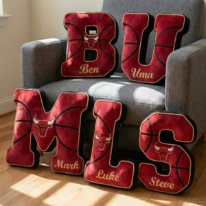 Chicago Bulls NBA Plush Letter Pillows – “See Red” Unstoppable Retro Lounge Set