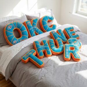 OKC Thunder NBA Plush Letter Pillows – “Thunder Up” Electrifying Team Spirit Decor