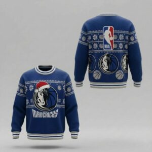 Dallas Mavericks Ugly Christmas Sweater – Santa Claus Edition Blue Knitted Jumper NBA Fan Apparel