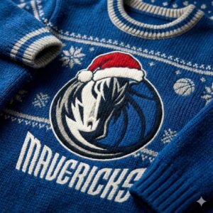 Dallas Mavericks Ugly Christmas Sweater – Santa Claus Edition Blue Knitted Jumper NBA Fan Apparel