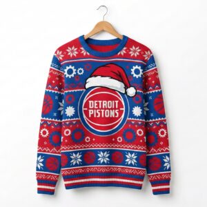 Detroit Pistons Ugly Christmas Sweater – Piston Power Snowflake Holiday Fan Apparel NBA