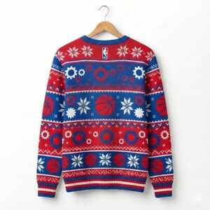Detroit Pistons Ugly Christmas Sweater – Piston Power Snowflake Holiday Fan Apparel NBA
