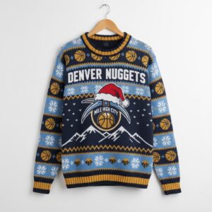 Denver Nuggets Ugly Christmas Sweater – Mile High City Mountain Knit Snowflake Fan Gear NBA