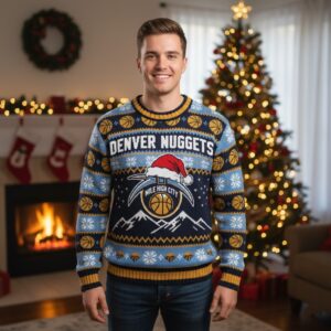 Denver Nuggets Ugly Christmas Sweater – Mile High City Mountain Knit Snowflake Fan Gear NBA