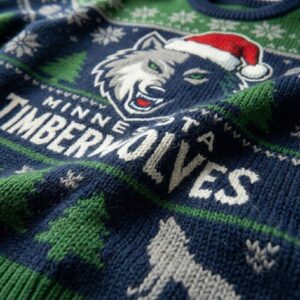 Minnesota Timberwolves Ugly Christmas Sweater – Howling Wolf Green & Blue Winter Theme Fan Gear NBA