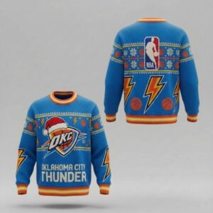 OKC Thunder Ugly Christmas Sweater – Lightning Bolt Holiday Exclusive Basketball Fan Gear NBA