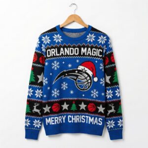 Orlando Magic Ugly Christmas Sweater – Merry Christmas Star & Deer For Real NBA Fans
