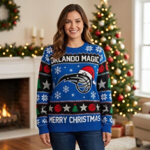 Orlando Magic Ugly Christmas Sweater – Merry Christmas Star & Deer For Real NBA Fans