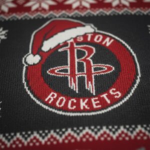 Houston Rockets Ugly Christmas Sweater – NBA Rocket Ship Holiday Jumper Red & Black Snowflake Fan Gear