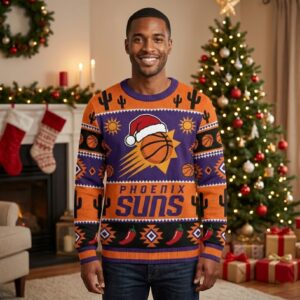 Phoenix Suns Ugly Christmas Sweater – Desert Holiday Cactus Exclusive Knit Christmas NBA