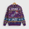 Utah Jazz Ugly Christmas Sweater – Purple Mountain Jazz Note Knit Retro Musical Theme