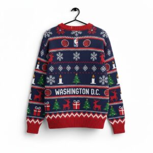 Washington Wizards Ugly Christmas Sweater – NBA Wizards Magic D.C. Holiday Knit Reindeer Fan Apparel
