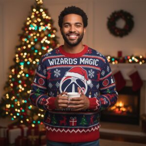 Washington Wizards Ugly Christmas Sweater – NBA Wizards Magic D.C. Holiday Knit Reindeer Fan Apparel