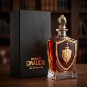 Cleveland Cavaliers Whiskey Decanter - Knight Helmet Topper & NBA Champions Plaque