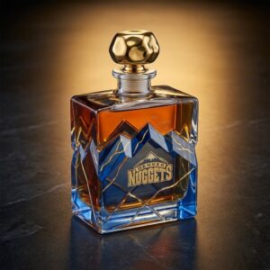 Denver Nuggets Whiskey Decanter - Crystal Mountain Design with Gold Stopper