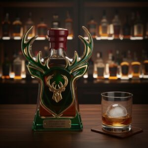Milwaukee Bucks Whiskey Bottle - NBA Champions Deer Antlers Decanter