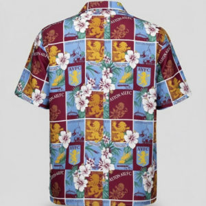 Aston Villa FC Hawaiian Shirt - Tropical Floral Club Crest Button-Up